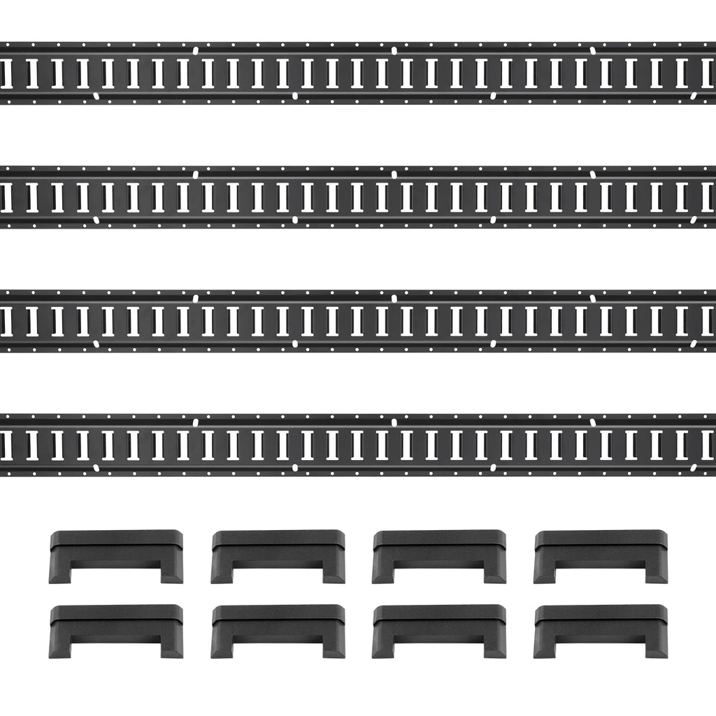 E Track Tie Down Rail Kit 2' Steel Rails 4 Pack Secure Cargo Etrack Rails for Garages Trailers Motorcycle Tie Downs