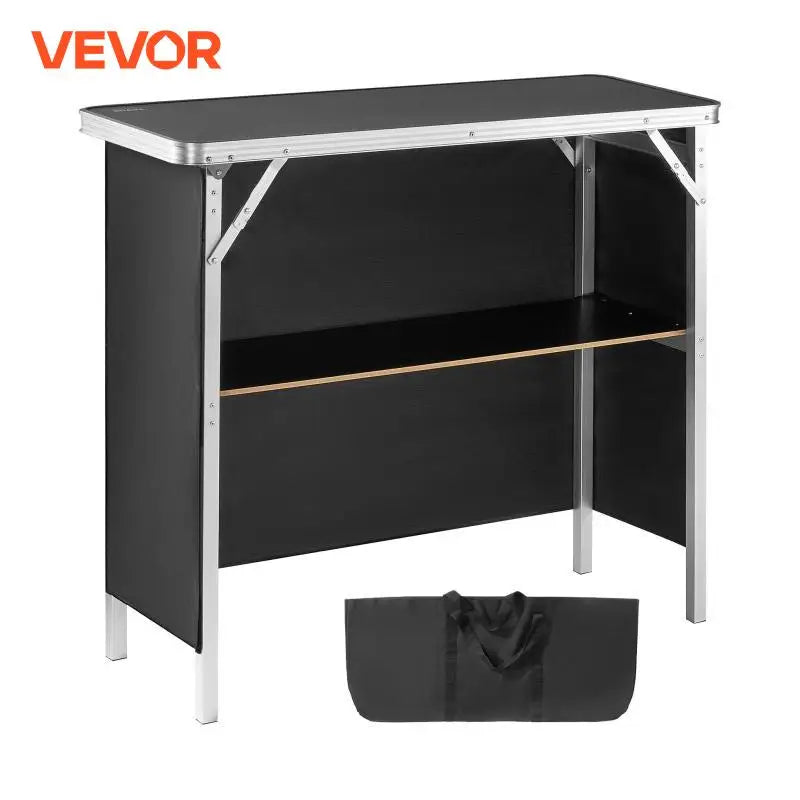 Folding Portable Bar Table Tradeshow Podium Table for Party Picnic Exhibition Includes Carrying Case Storage Shelf & Skirt