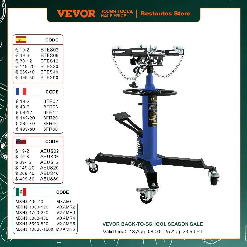 Car Lift Jack Hydraulic Telescopic Transmission Jack Floor Jack Stand with Foot Pedal 360° Swivel Wheel Garage Lift Hoist