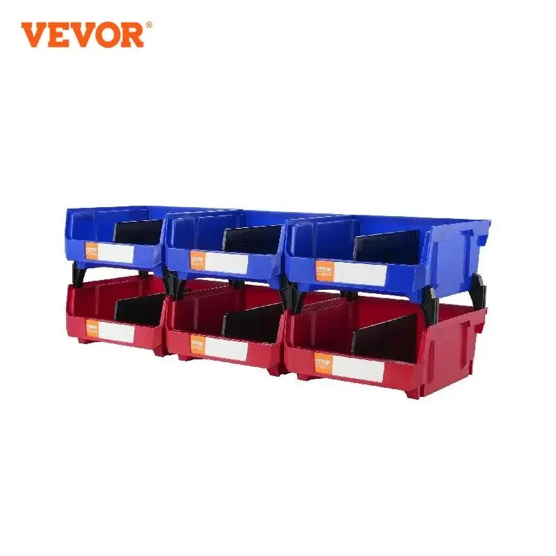 Parts Bin 12pcs 5x4*3inch Blue/Red Stackable Plastic Garage Tool Storage Box Container Organizer Bin  for Closet Garage