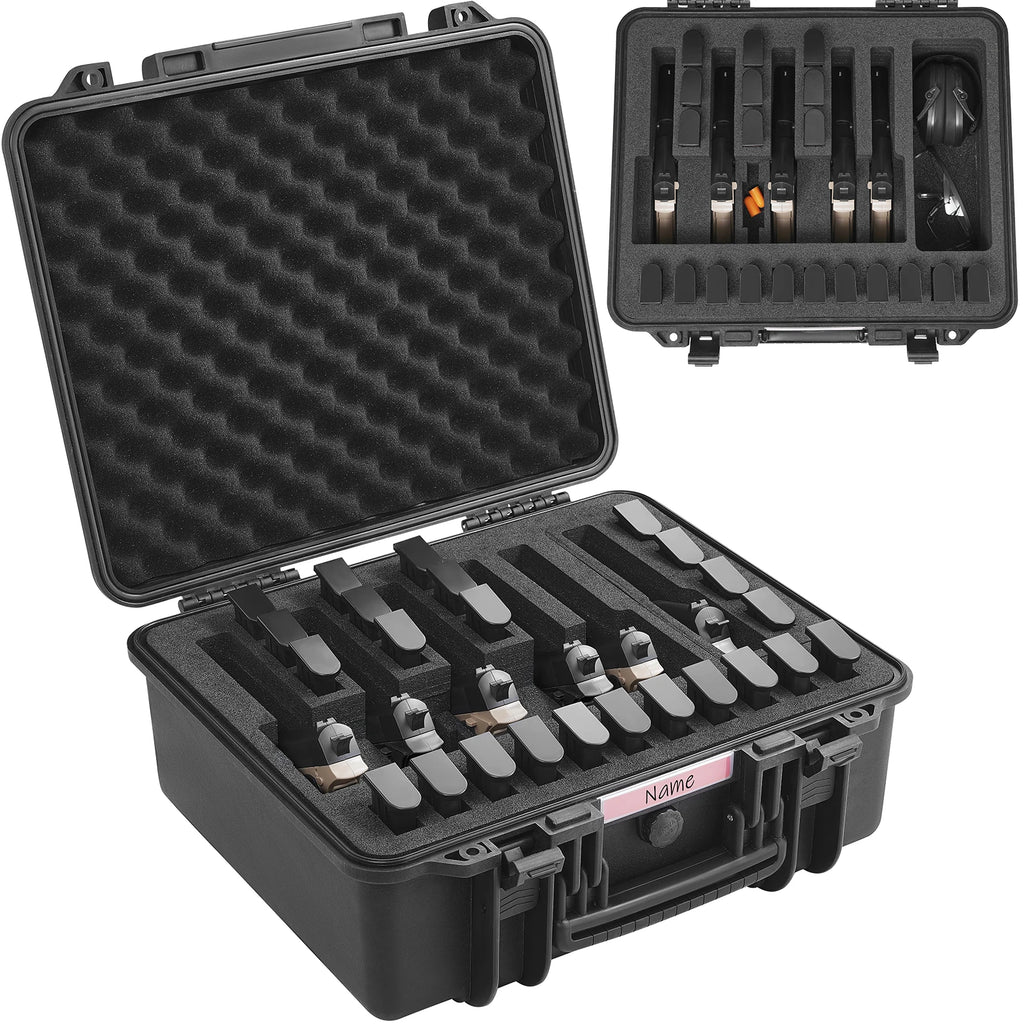Hard Pistol Cases with Pre-cut PU Foam Lining Waterproof Dustproof Hard Gun Case for 1/2/5/6 Pistol Lockable Pistol Case