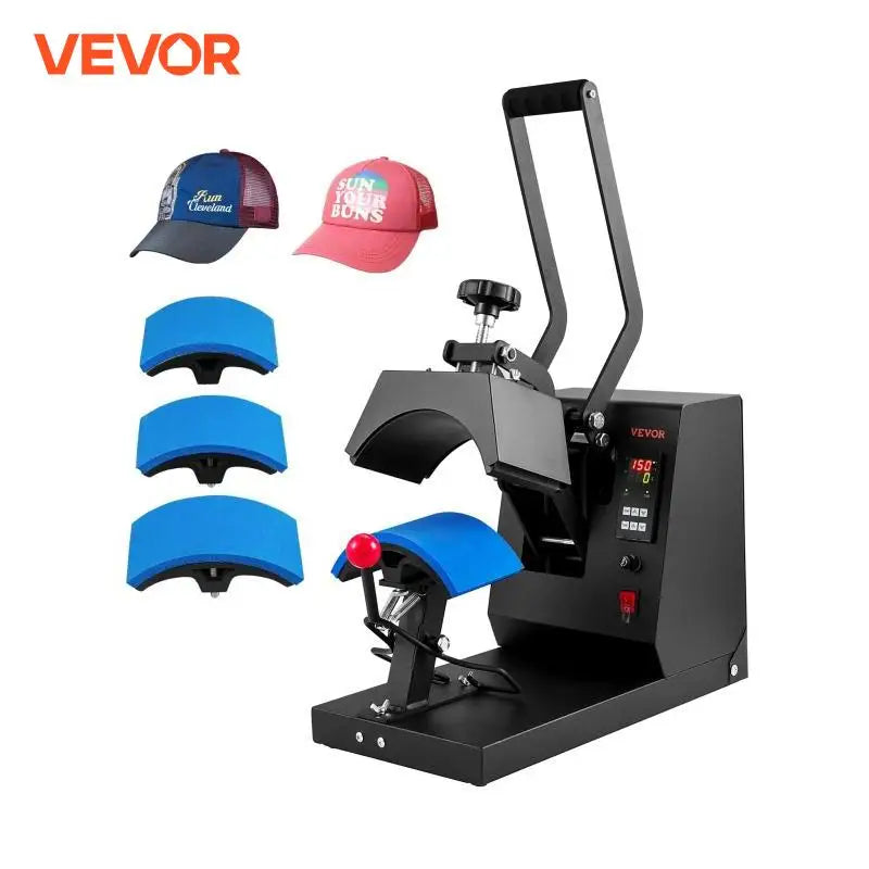 Hat Heat Press 4 in1 Cap Heat Press Machine 6x3inches Clamshell Sublimation Transfer LCD Digital Timer Temperature Control