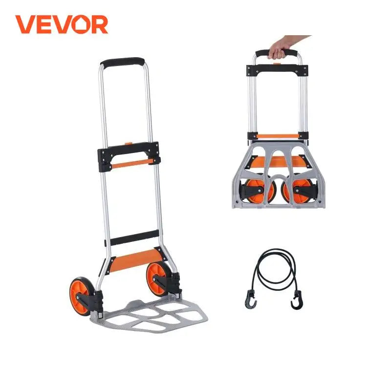176/275/309 lbs Folding Hand Truck Portable Cart Dolly with Telescoping Handle and Binding Rope for Moving Warehouse
