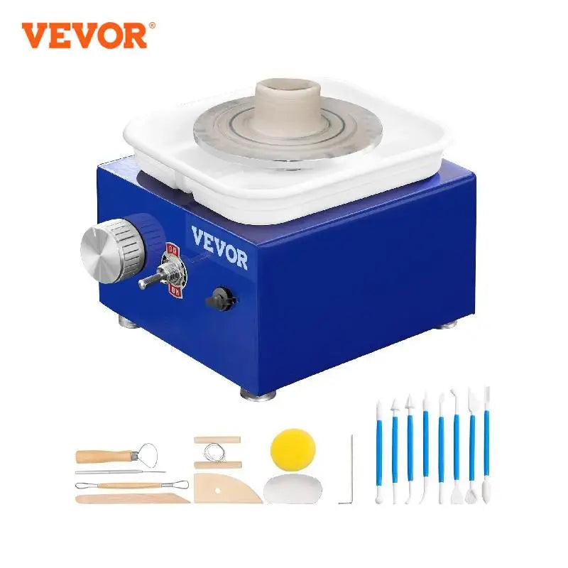 2.6in / 3.9in Mini Pottery Wheel 2 Turntables Ceramic Wheel Forming Machine Adjustable 0-300RPM Speed ABS Detachable Basin