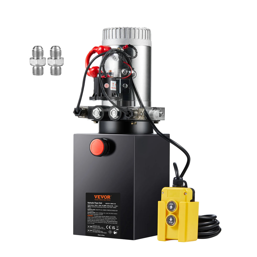 Hydraulic Pump 8 Quart Hydraulic Power Unit Double Acting Dump Trailer Pump 3200 PSI Max Relief Pressure Car Lifting