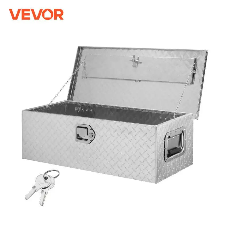 Heavy Duty Aluminum Truck Bed Tool Box Plate Tool Box with Side Handle and Lock Keys Storage Tool Box  for PickupTruck Bed
