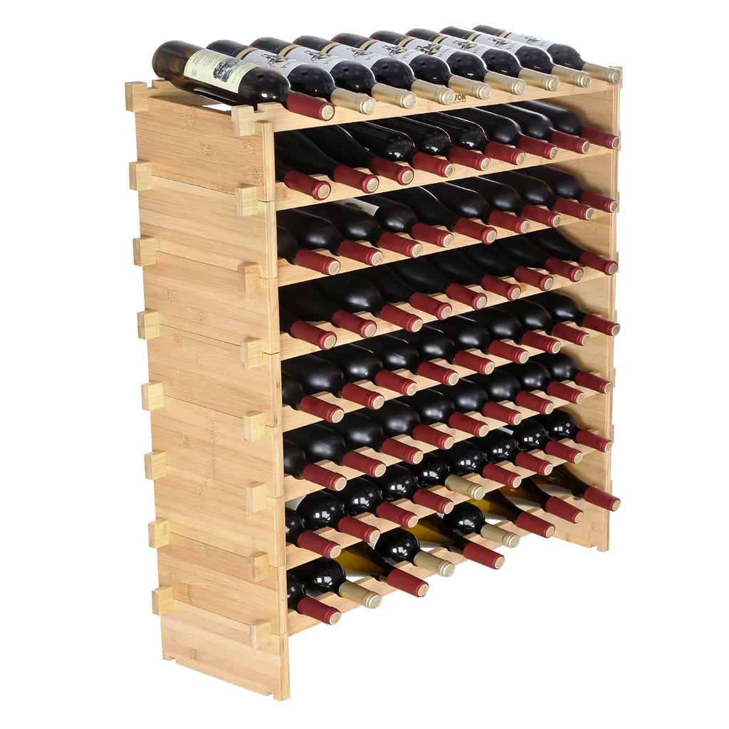 18/36/42/48/72Bottle Stackable Modular Wine Rack Free Standing Wine Storage Rack Bamboo Wine Holder Display Shelves Cellar