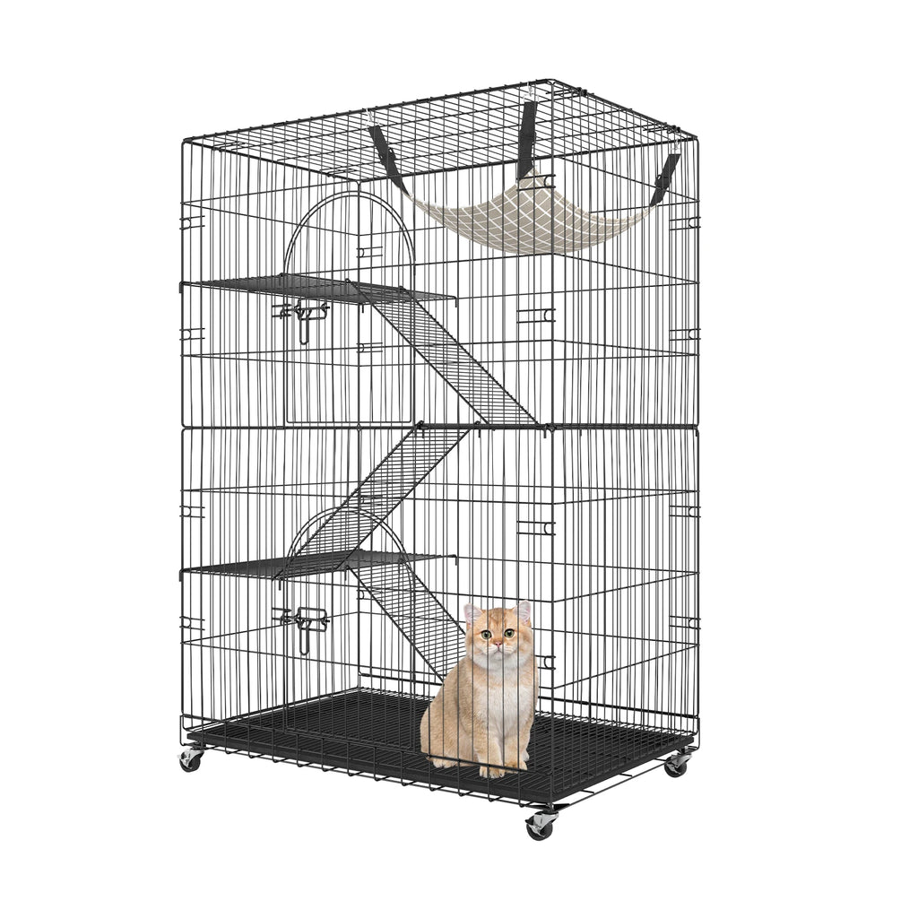 4 Tier Large Cat Playpen 30lbs/Layer DIY Cat Fence Cage Exercise Place Crate Metal Wire Kennel Indoor Rabbit House for Pet