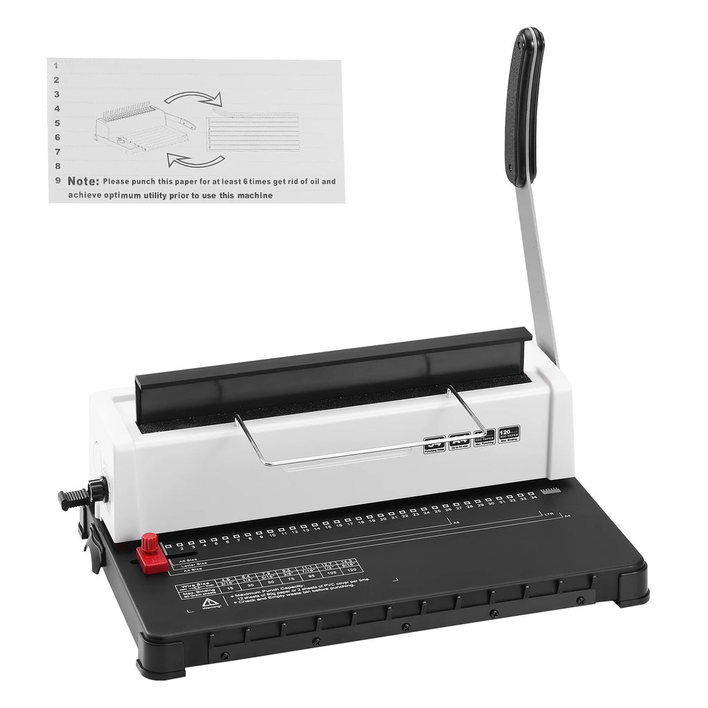Coil Spiral Binding Machine Manual Book Maker 34-Holes Binding 120 Sheets Punch Binder Adjustable Coil Binding Spines