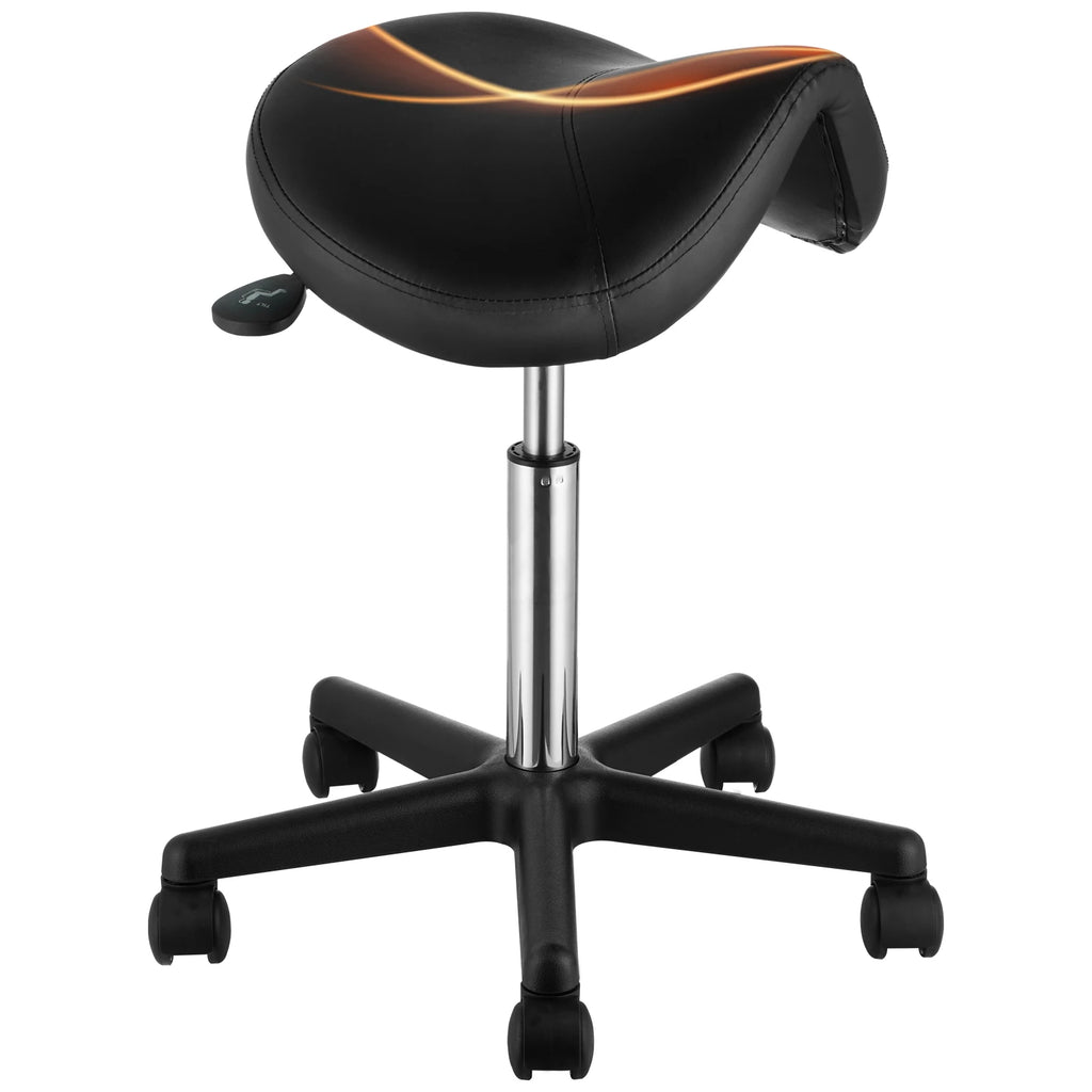 Ergonomic Saddle Stool with 5 Swivel Casters 360° Rotation 20.1-28 in Height Adjustable Round Stool for Bar Salon Office