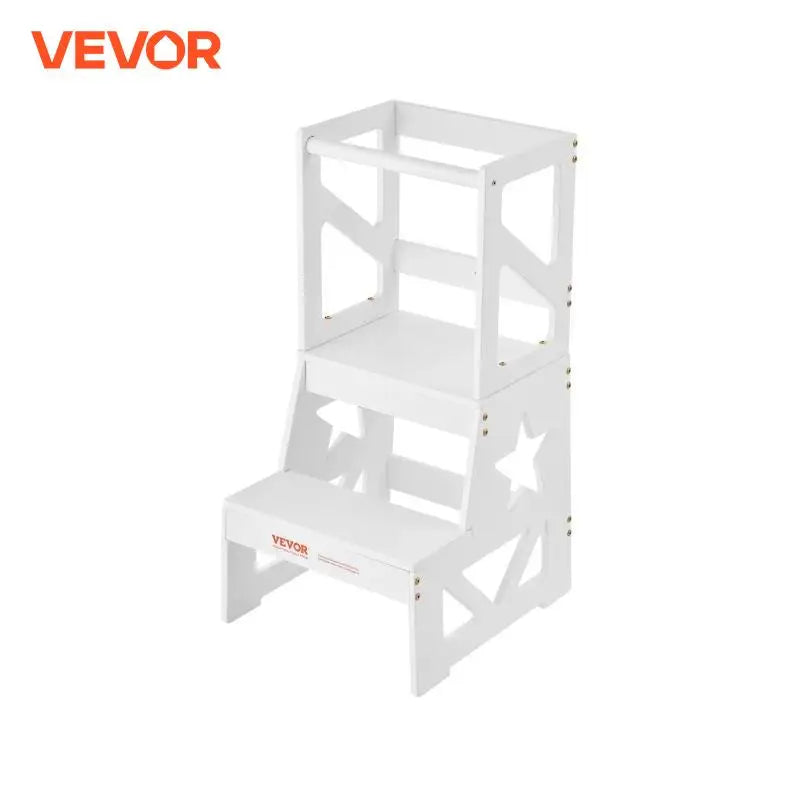 Toddler Step Stool Natural Pine Wood Kids Standing Learning Tool for Bedroom Bathroom Kitchen Counter White/Wood/Gray