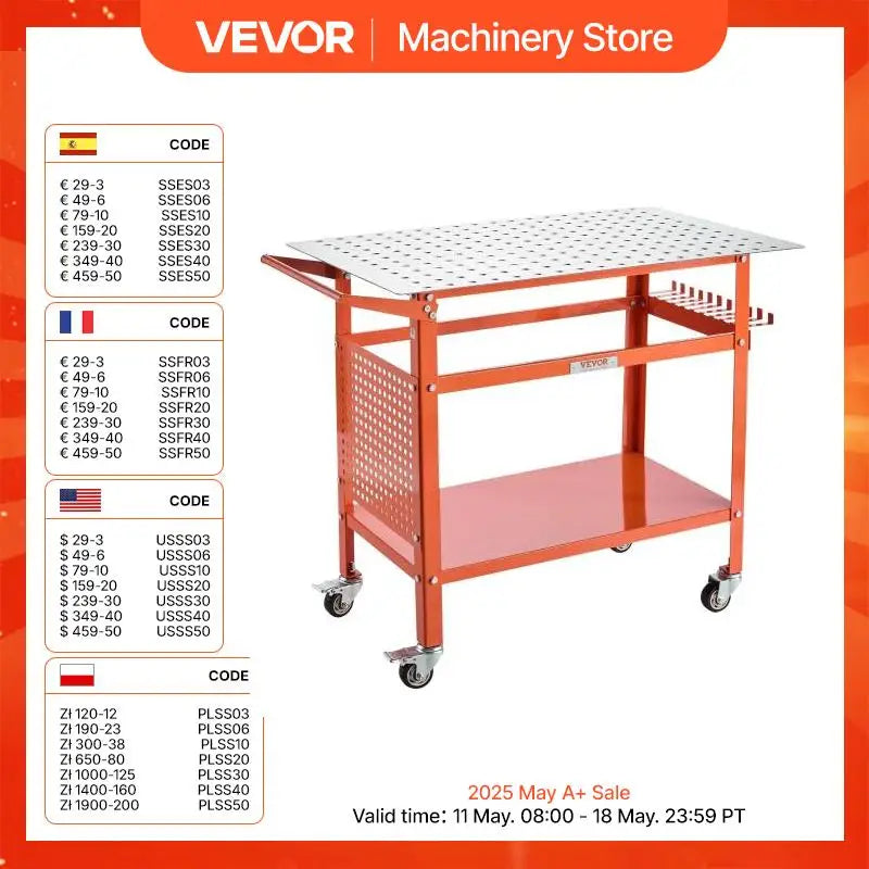 Welding Table Welding Workbench Table with 800LBS Static Weight Capacity Movable Work Bench with 4 Wheels Welding Cart
