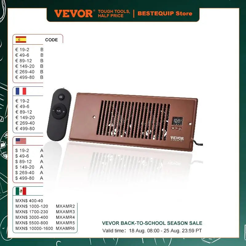 Booster Fan 4x12in Duct Fan 100CFM 10 Adjustable Speeds
 with LCD Smart Controller for Wall and Floor