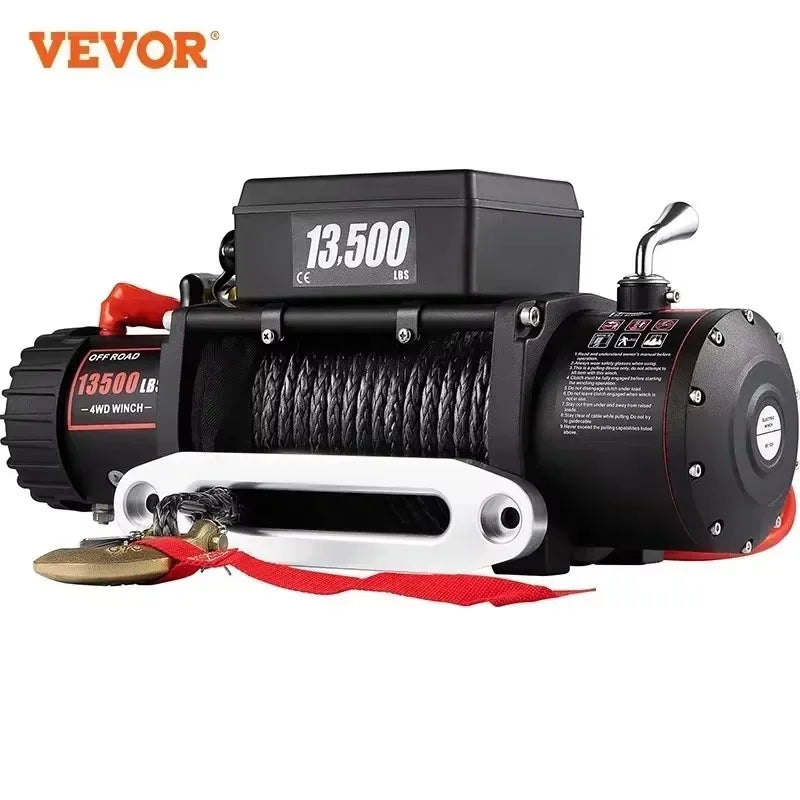 13500LBS Electric Winch 12V 27M/92FT Synthetic Rope  Lifting Treuils Hoist for 4X4 Car Trailer ATV Truck Off Road Boat