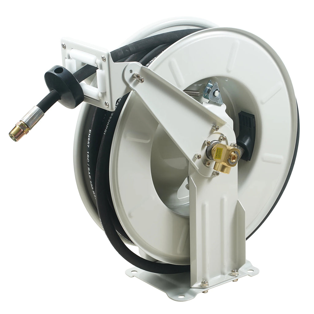 33/50/66ft Fuel Hose Reel Extra Long Retractable Spring Driven Auto Swivel Rewind for Auto Repair Heavy Industries