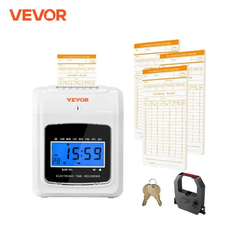 Punch Time Clock Time Clocks for Employees 6 Punches/Day Time Clock Include 102 Time Cards 1 Ink Ribbon & 2 Security Keys
