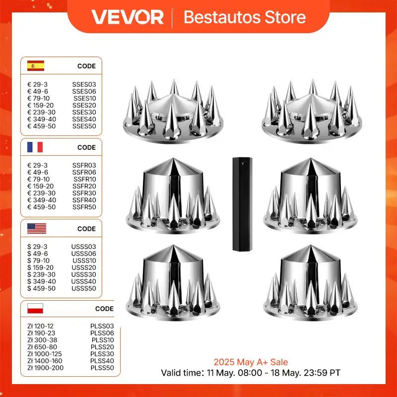 Universal Front Axle Wheel Cover Spiked Axle Cover for Semi Truck, ABS Rust-Resistant Lug Nut Cover with Installation Tool