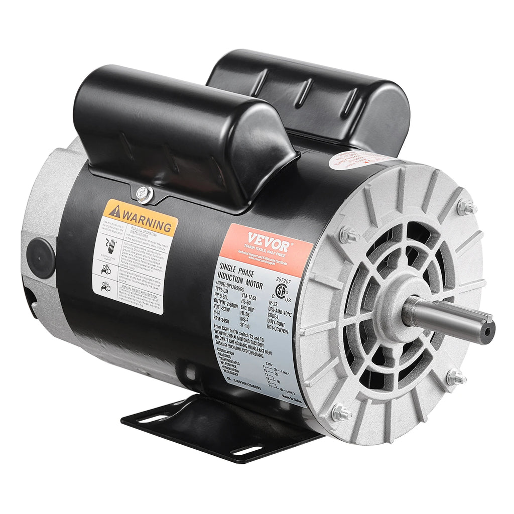 5HP SPL Air Compressor Motor 230V 17.6Amps Electric Motor 3450RPM 56 Frame 5/8" Keyed Shaft 1.88" Shaft for Air Compressor