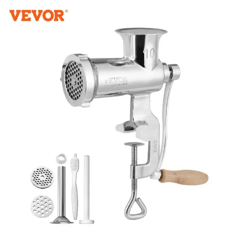 Manual Meat Grinder 304 Stainless Steel Hand Meat Grinder with Steel Table Clamp Meat Mincer Sausage Maker