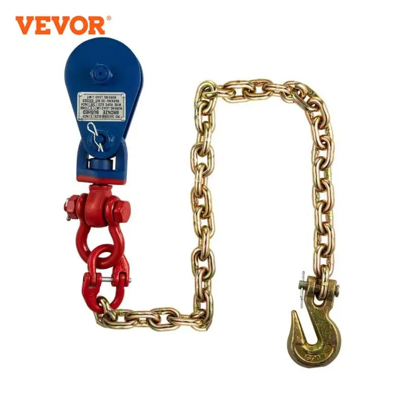 2Ton 4400LBS 3Inch Snatch Block with Chain Rigging Swivel Sheave Block 3/8 Inch Tow Lift Cable Heavy Duty for Industries