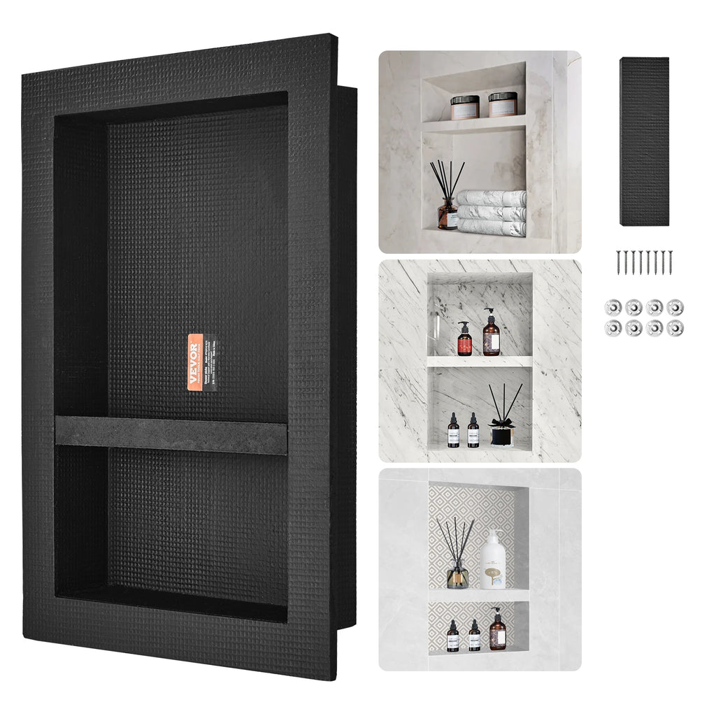 Shower Niche Ready for Tile 16 x 24 Double Shelf Organizer, Square Corners Wall-inserted Niche Recessed for Shower