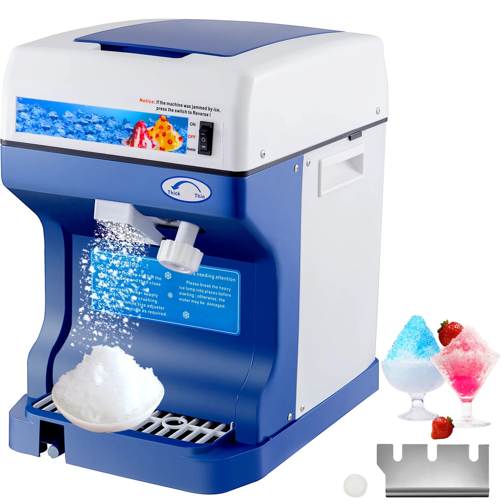 Electric Shaved Ice Machine 250W Snow Cone Maker Tabletop w/Adjustable Ice Texture, 265LBs/h for Home and Commerical Use