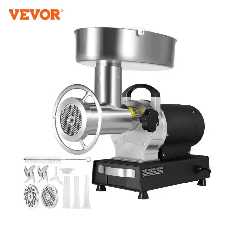 992 Lb/H Electric Meat Grinder Carbon SteelI industrial Meat Mincer w/ 2 Blade 3 Grinding Plates Sausage Maker & Kubbe Kit