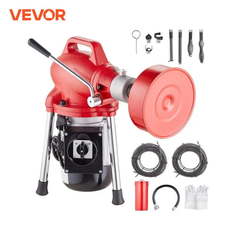 Drain Cleaner Machine 370W/250W Electric Sewer Snake Auger Manual Feed Tube Pipe Cleaning Tool Dredge Machine for Homeuse