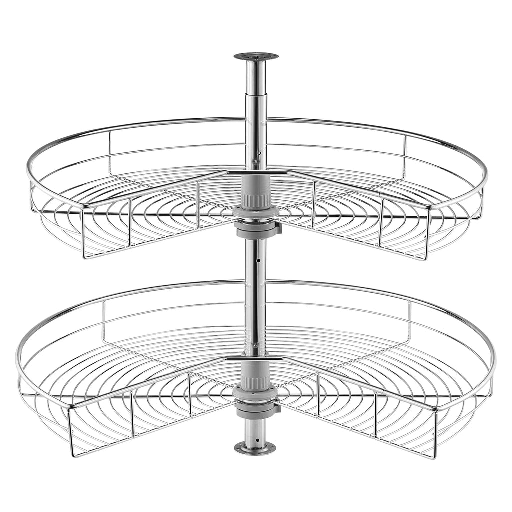 28"/31" Kidney Shaped Chrome Corner Organizer, 360° Rotatble Kitchen Base Cabinet Blind Corner, 2 Tier Height Adjustable
