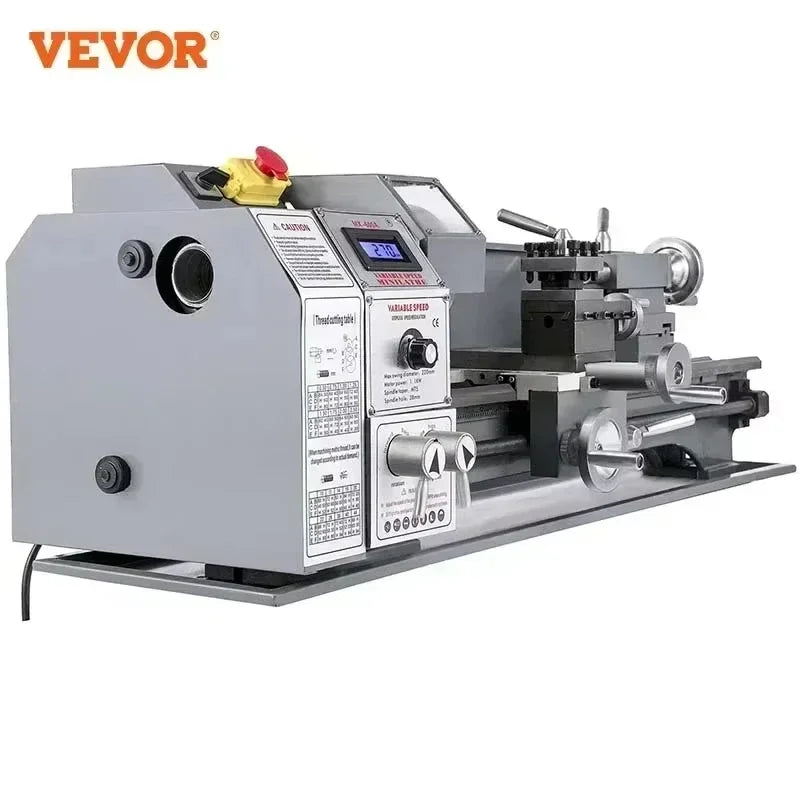 Metal Mini Lathe 1100w Mini Metal Lathe 220x600 mm 38mm Spindle 3-Jaw Chuck Blushless Motor Led Machine Drilling Threading