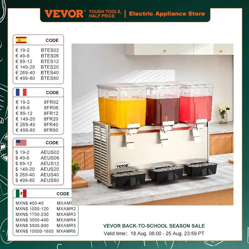 2 3 Tanks Commercial Beverage Dispenser Ice Tea Drink Machine 304 Stainless Steel Juice Dispenser for Restaurant