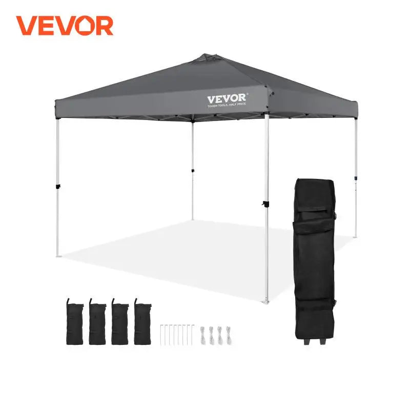 Pop Up Canopy Tent 250D PU Silver Coated Tarp with Portable Roller Bag and 4 Sandbags Waterproof and Sun Shelter Gazebo