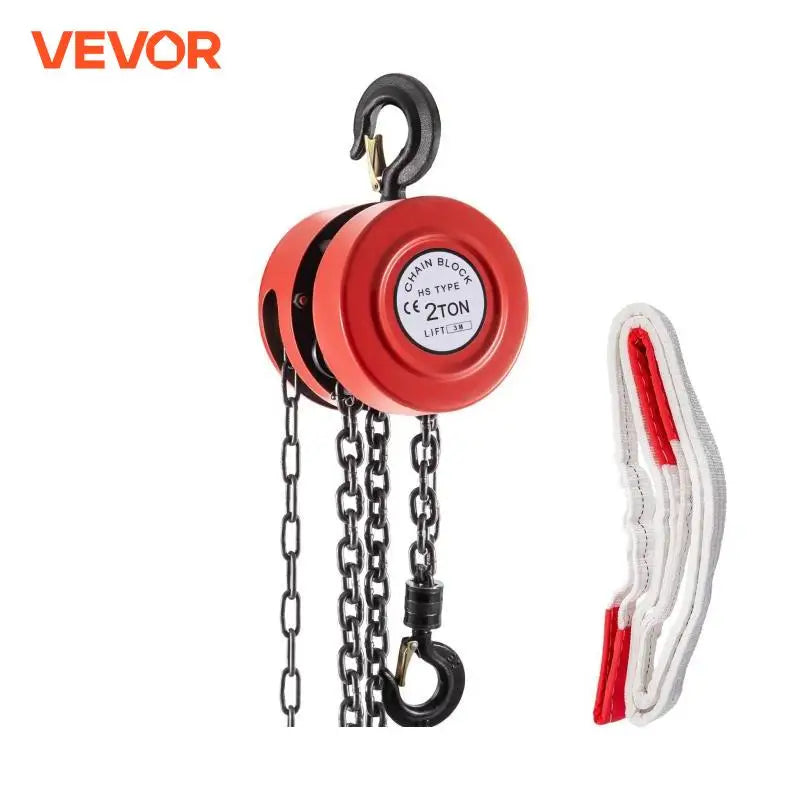 Chain Hoist Chain Block 1/2/3Ton (2200/4400/6600 LBS)  Capacity 8/15 Feet Lifting Height Steel Construction Red Yellow