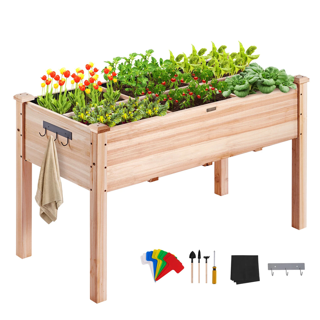 Raised Garden Bed 3.9x1.9x2.5ft Garden Wooden Planter Box Elevated Outdoor Planting Boxes for Growing Flowers/Vegetables