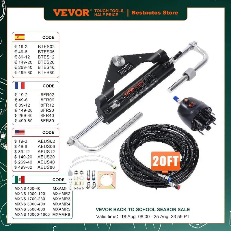 Outboard Hydraulic Steering System for Engine Till 150 HP 20Ft Hose HK4200A3 HT4420H Marine Helm Cylinder Boat Accessories