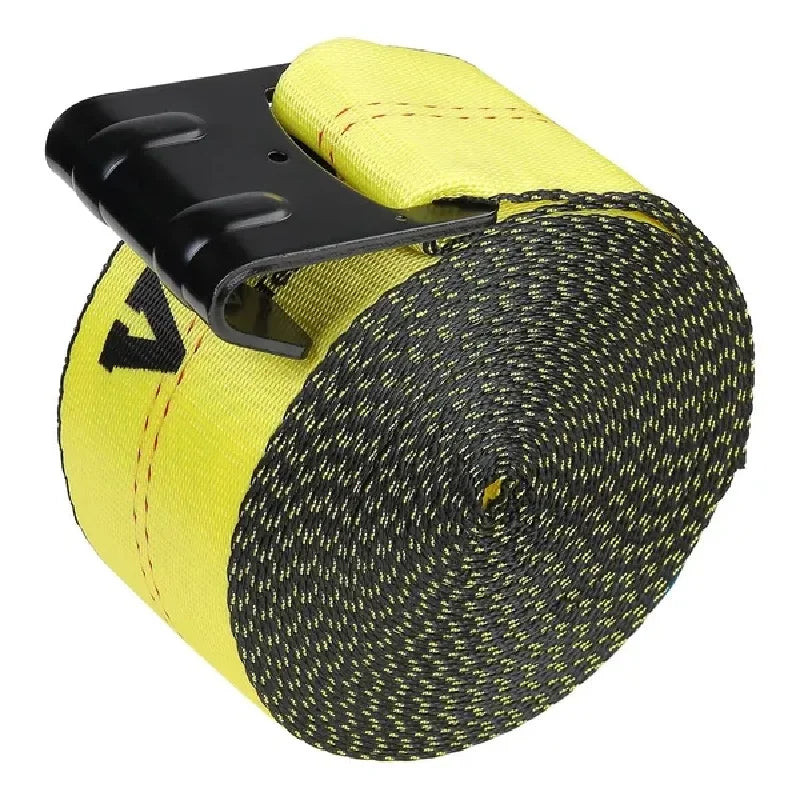 Winch Straps, 4" x 30', 6000 lbs Load Capacity, 18000 lbs Break Strength, Truck Straps with Flat Hook, Flatbed Tie Downs C