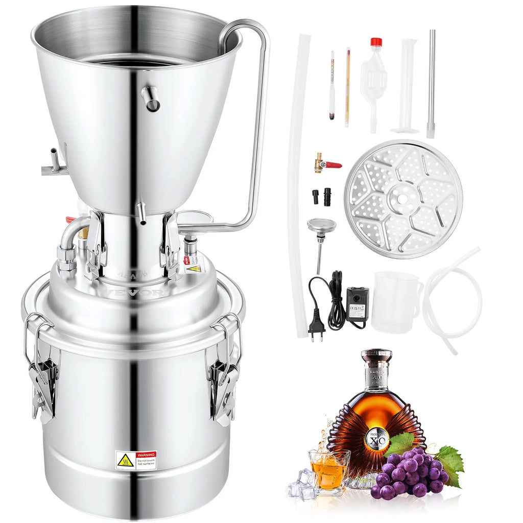 10/30/50/70L Water Alcohol Distiller, Home Distillery Kit With 304 Stainless Steel Tube & Circulating Pump & Exhaust Port