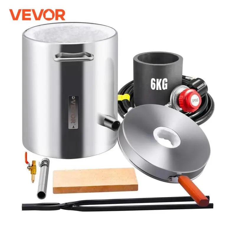 6KG 12KG Metal Melting Furnace Large Capacity Foundry Home Kilns Blacksmithing Forge w/Tongs Stainless Steel