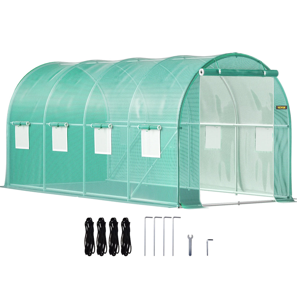 Walk-in Tunnel Greenhouse 15x7x7ft Portable Plant Hot House with Galvanized Steel Hoops Green House for Plants Growing