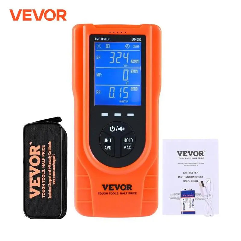 3-in-1 EMF Meter 5Hz - 3.5GHz Handheld Rechargeable Electromagnetic Field Radiation Detector Digital LCD Tester, Discount