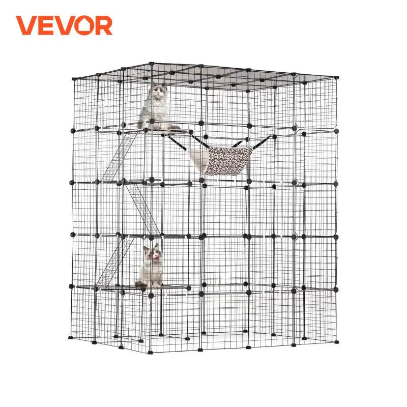 Large Cat Cage Detachable Metal Wire Cat Enclosure with Front Doors Hammock Ramp ladders Crate Exercise Place for Cat