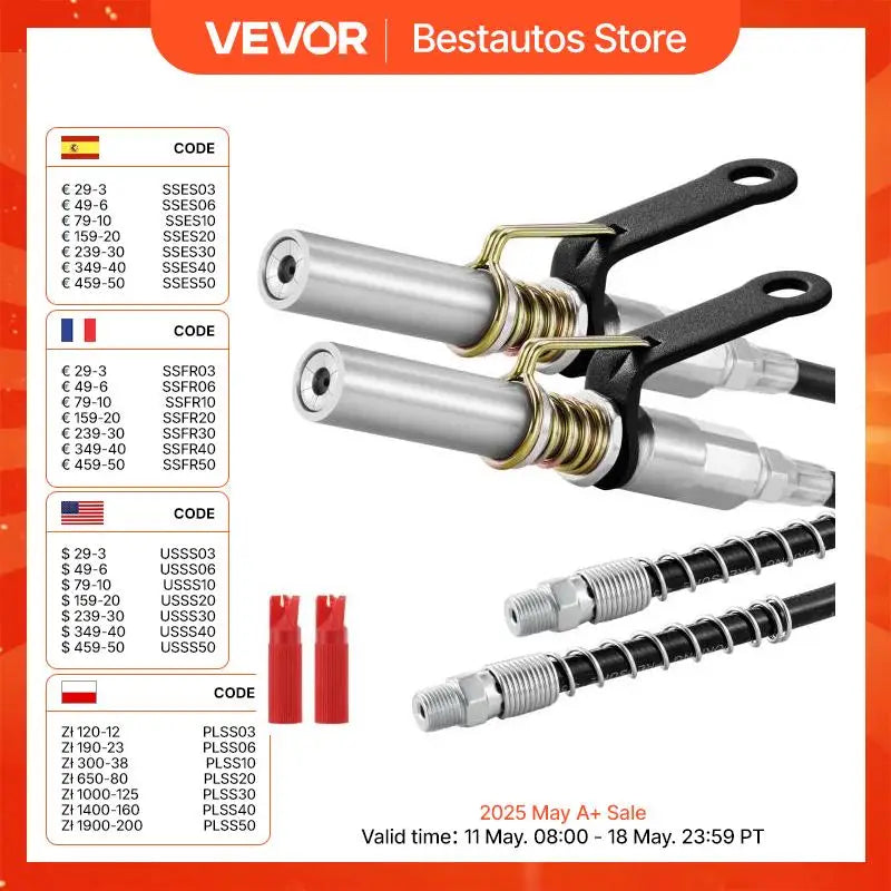 2 PCS Grease Gun Coupler 10000PSI 6-Jaw Locking Oil Nozzle Tip with Hose Cleaner 1/8" NPT Fittings for Automobiles Work