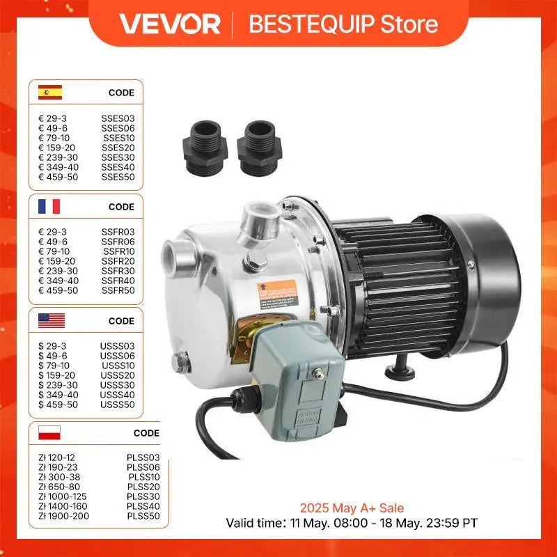 Shallow Well Jet Pump 115 Volt Cast Iron / Stainless Steel Irrigation Water Pump for Agricultural Garden Irrigation System