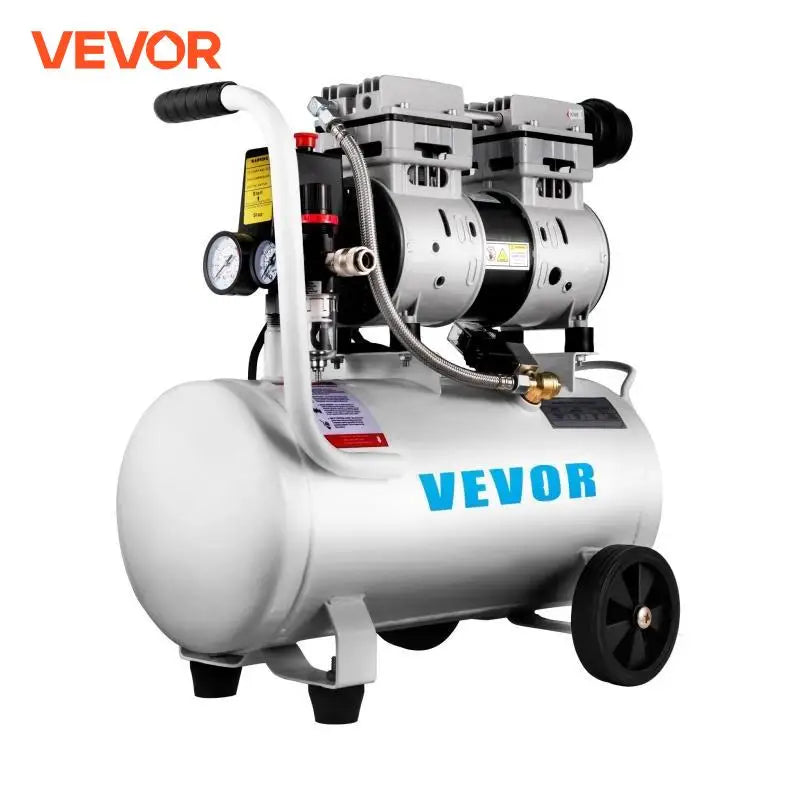 25/60L Air Compressor 110V/240V Silent Oil-Free Air Compressor 750W 1 HP For Home Repair Tire Inflation Whisper Compressor