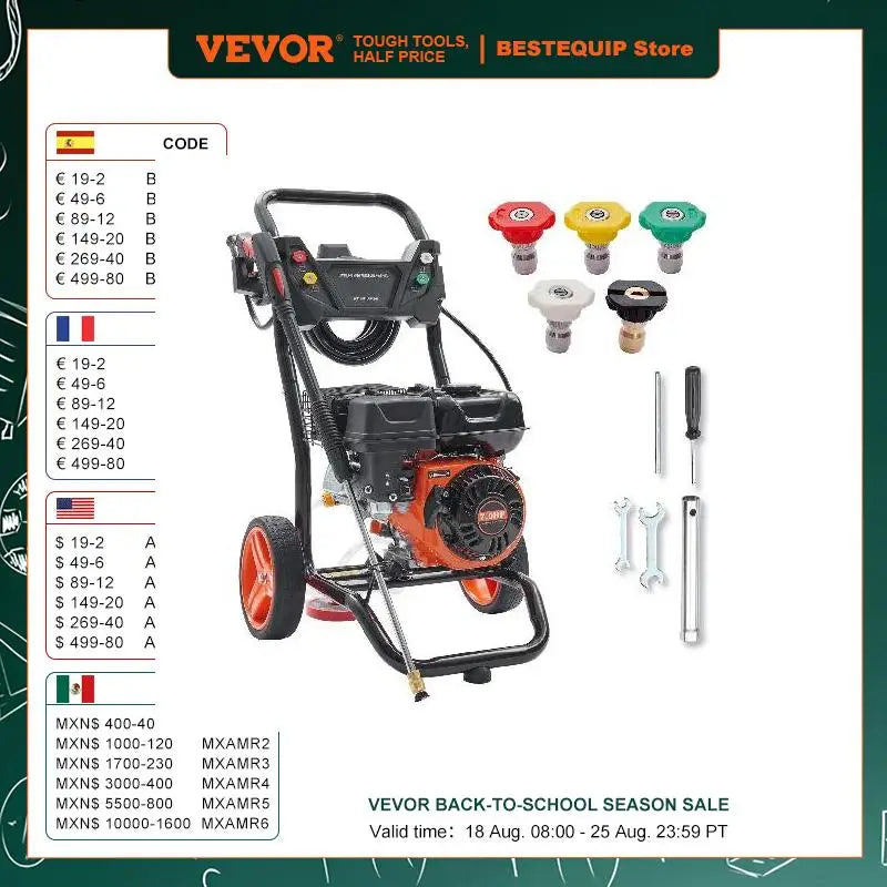 Gas Pressure Washer 3600 PSI 2.6 GPM Gas Powered Pressure Washer with Copper Pump Spray Gun and Extension Wand 5 Nozzles