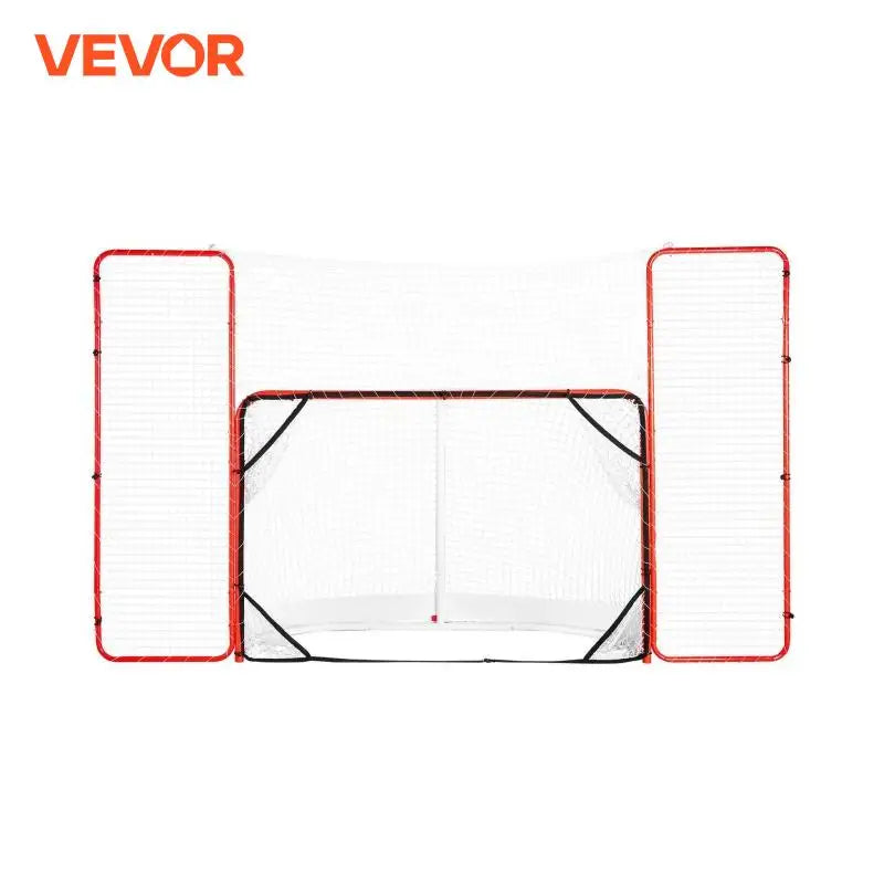 Hockey Goal with Backstop Targets Street Steel Hockey Net 72" Pro Portable Indoor Outdoor Hockey Goal with Net White Red