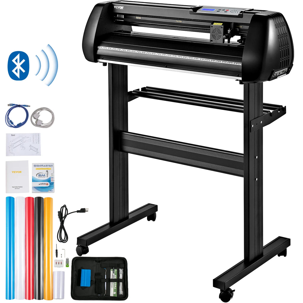 28/34 Inch Vinyl Cutter Plotter Labels Printer Sign Cutting Machine LCD Display Bluetooth SignMaster Software Kit Bundle