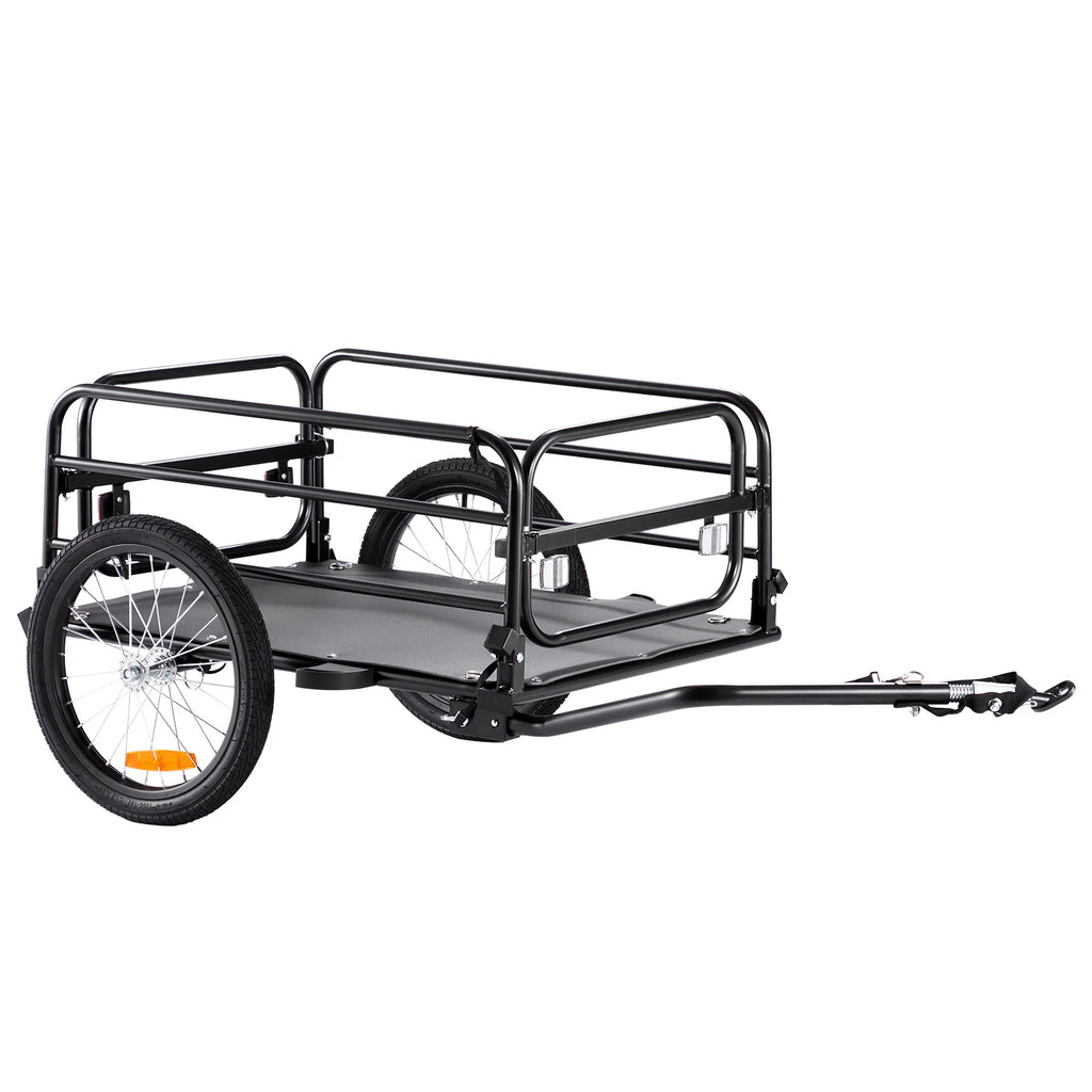 Bike Cargo Trailer 160 lbs Load Capacity Foldable Compact Storage with Universal Hitch 16" Wheels Safe Reflectors