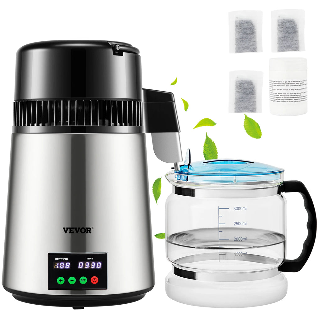 4L Water Distiller Purifier Filter 1 L/H Distilling Speed Dispenser Drinking Bottle Softener Touch Screen Home Appliance