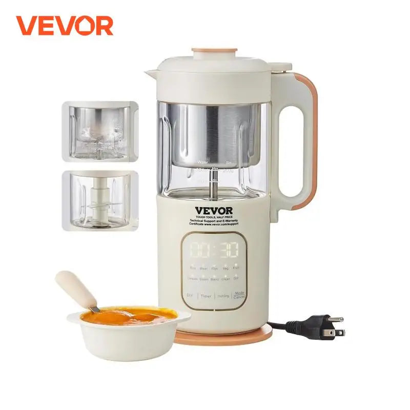 Baby Food Maker 500W Baby Food Processor with 300 ml Glass Bowl SUS304 Stainless Steel 4-Blade Baby Food Puree Blender